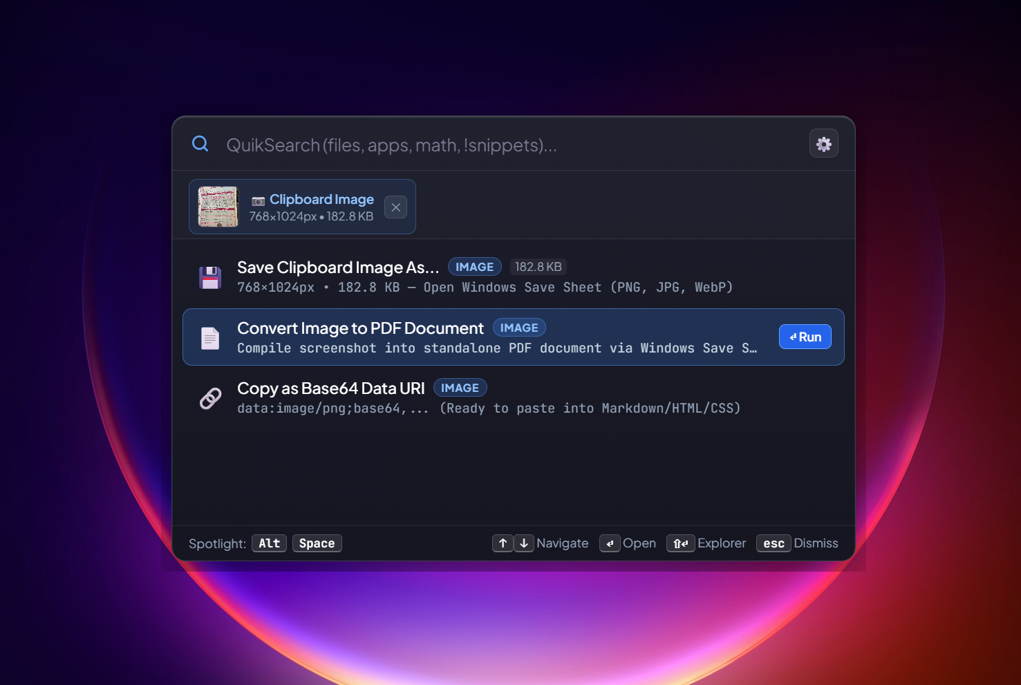 Convert Image to PDF & Clipboard Actions
